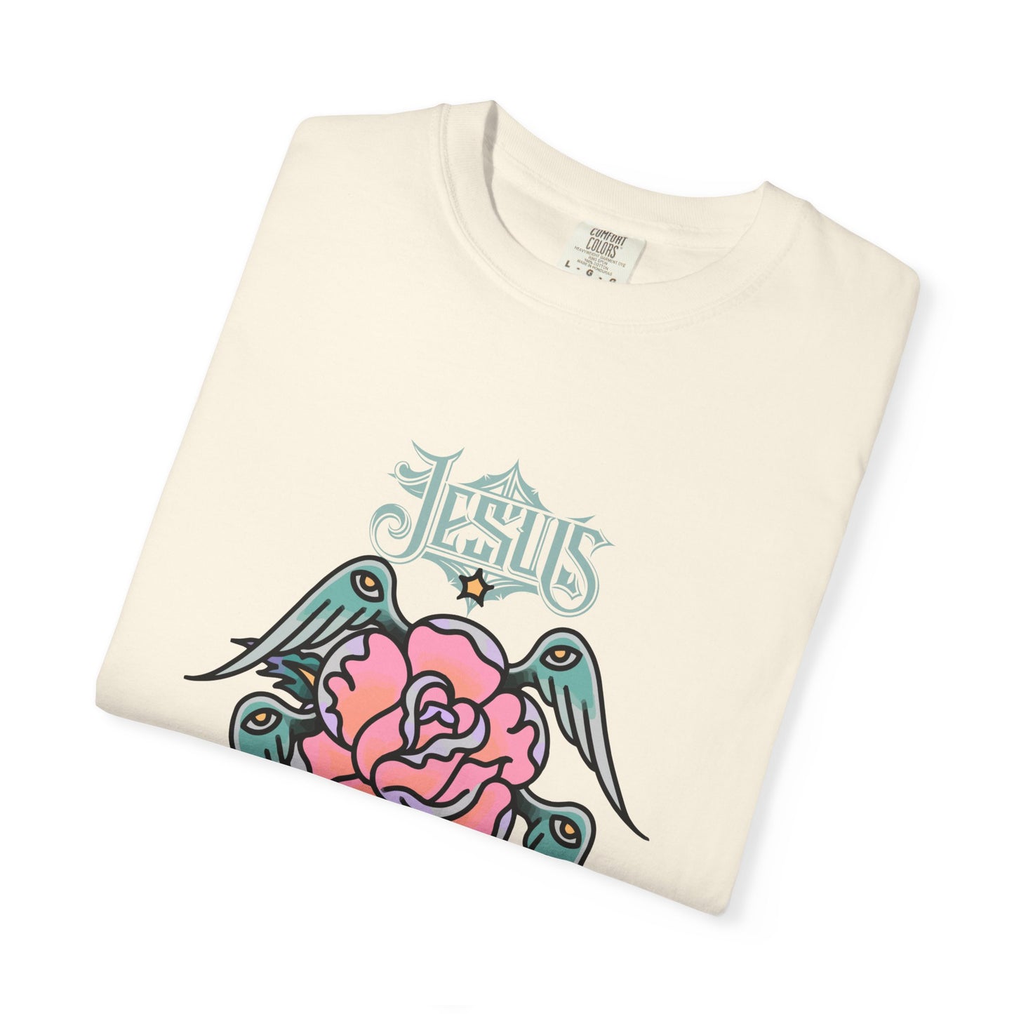 Rose & Wings Graphic T-Shirt — "Love" Vintage Tattoo Style