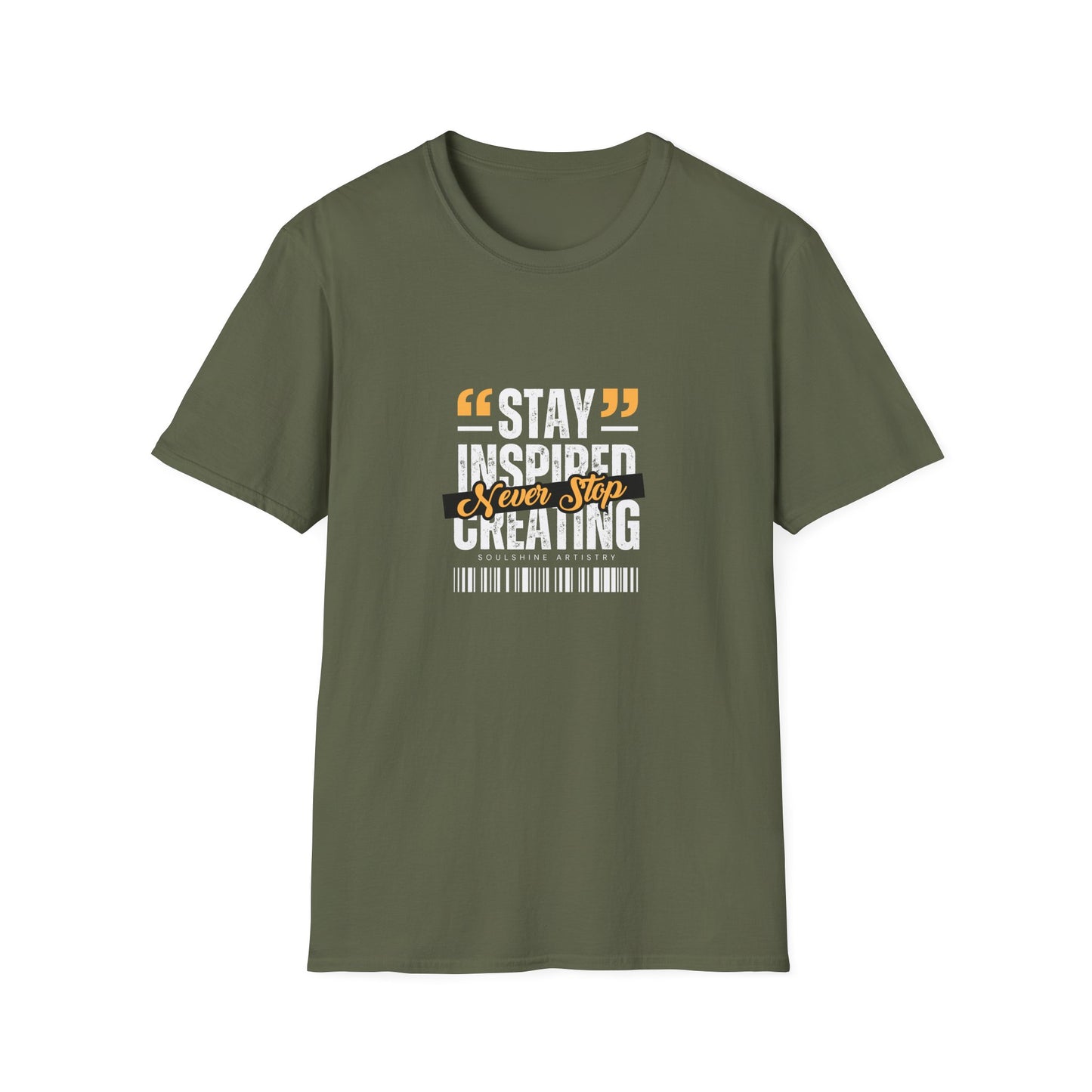 Stay Inspired Never Stop Creating T-Shirt — Motivational Graphic Tee for Creatives