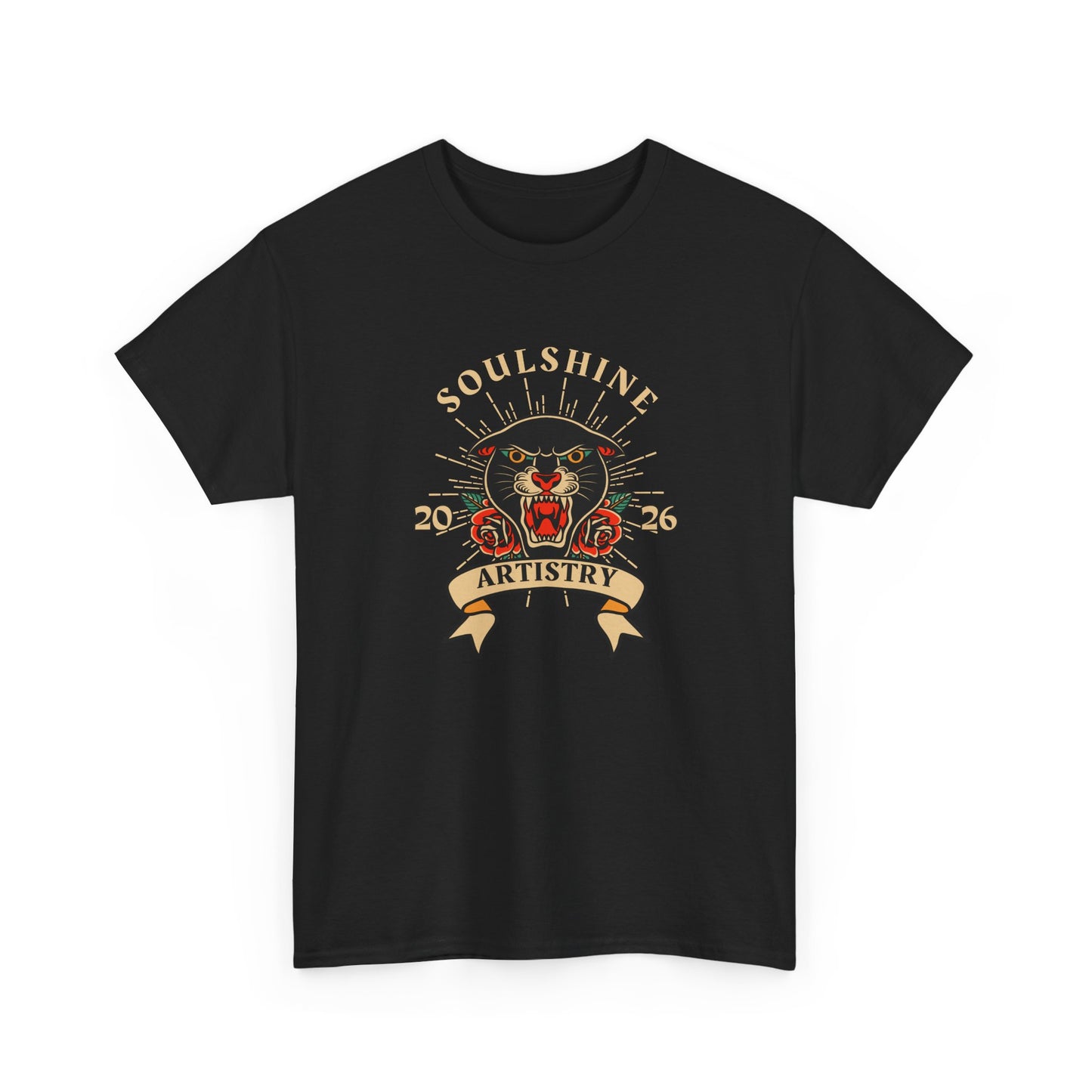 Soulshine Artistry Panther Tee — Vintage Tattoo Style "Soulshine" Graphic T-Shirt
