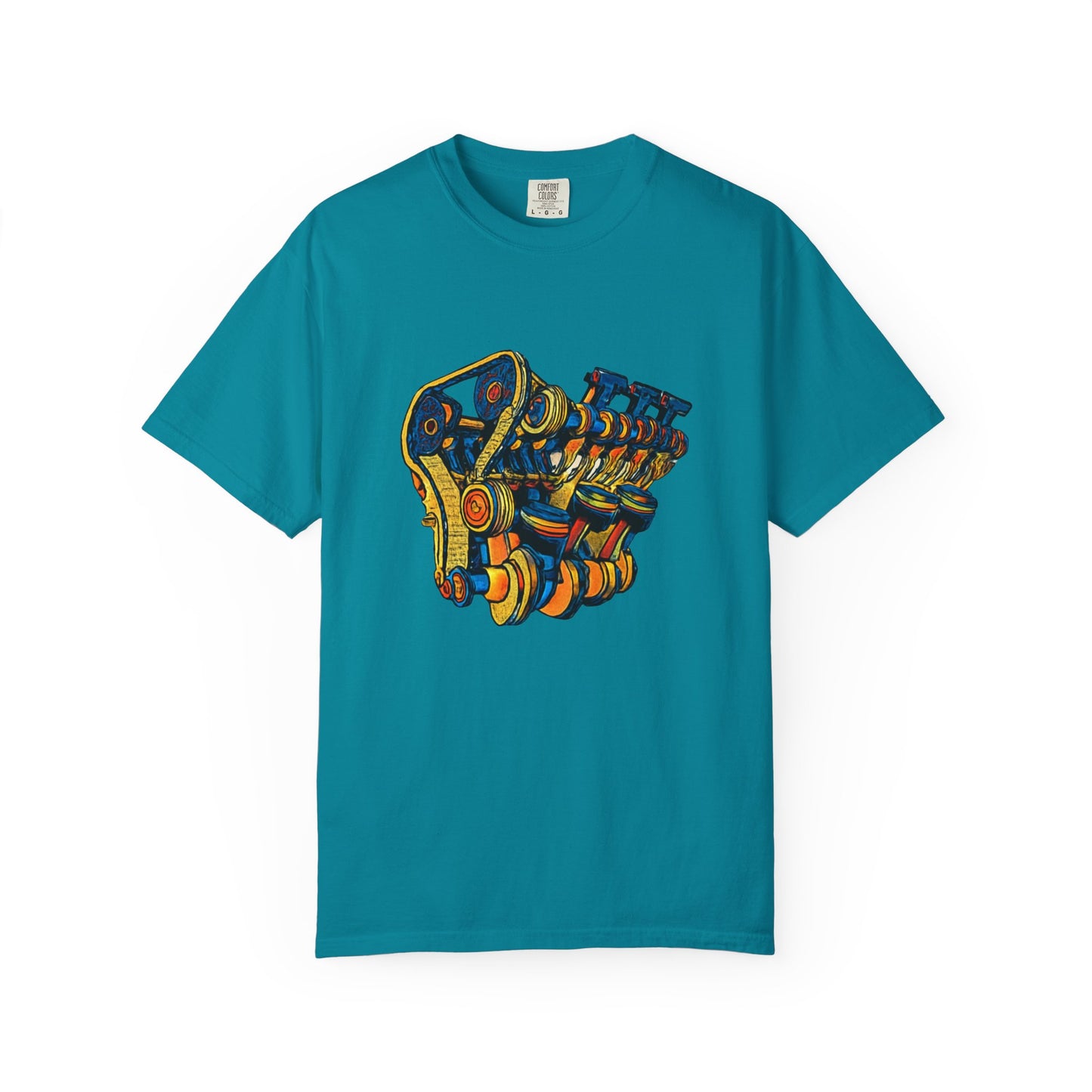 Engine V8 Illustration T-Shirt — Retro Automotive Mechanics Tee