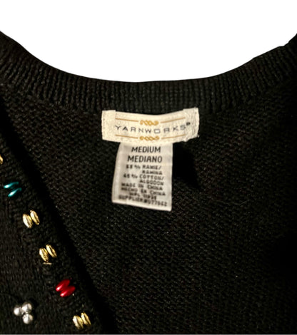 Vintage Yarnworks Beaded Christmas Vest- Med.