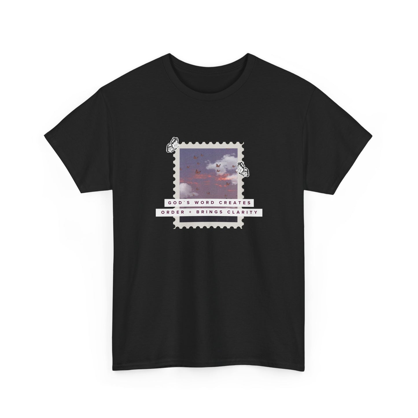 Vintage Cloud Photo Tee — "God's Word Creates, God's Works Display" Graphic T-Shirt