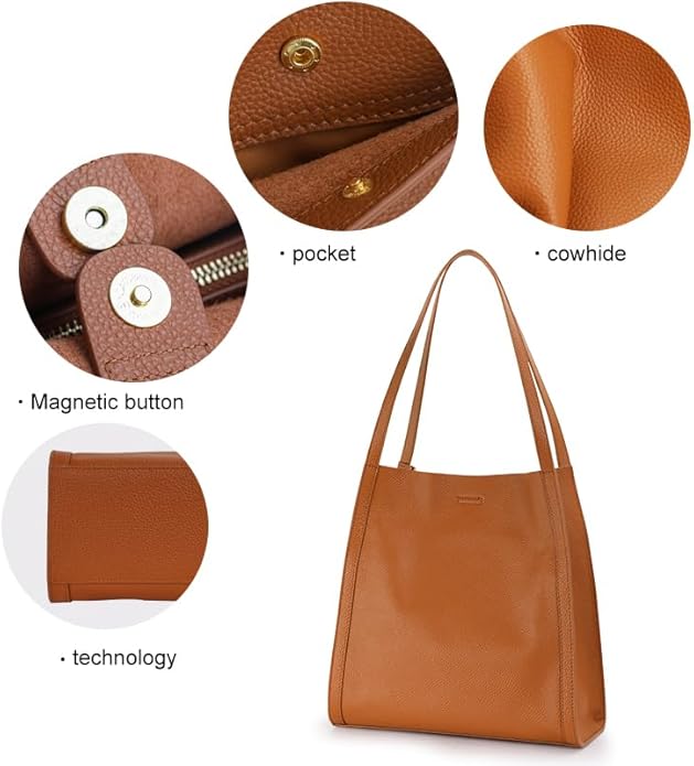 AIDRANI Genuine leather single layer cowhide armband shoulder pure color large capacity soft leather shopping bag