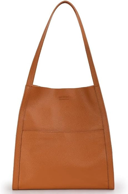 AIDRANI Genuine leather single layer cowhide armband shoulder pure color large capacity soft leather shopping bag