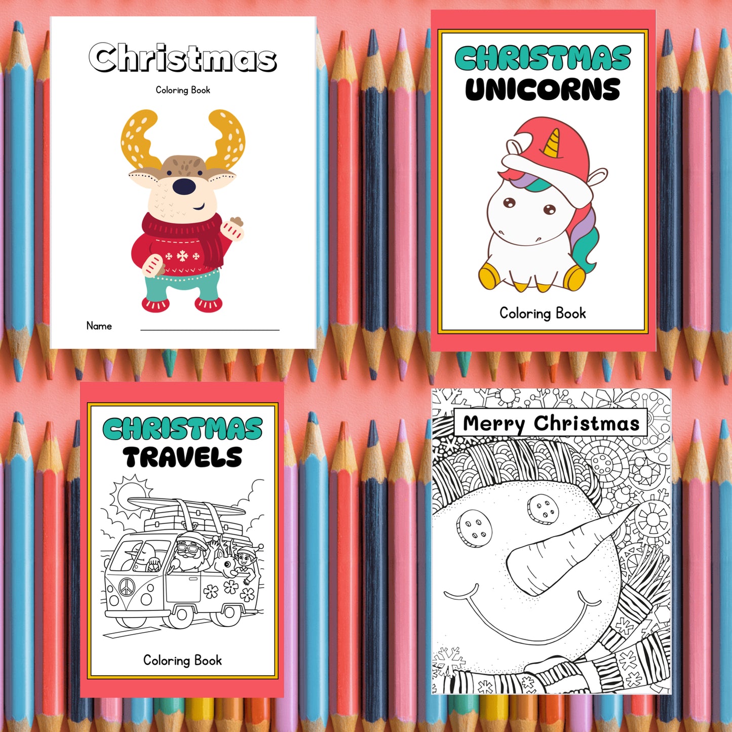 ✨ Christmas Coloring Book Bundle – 5 Digital Downloadable Coloring Books ✨