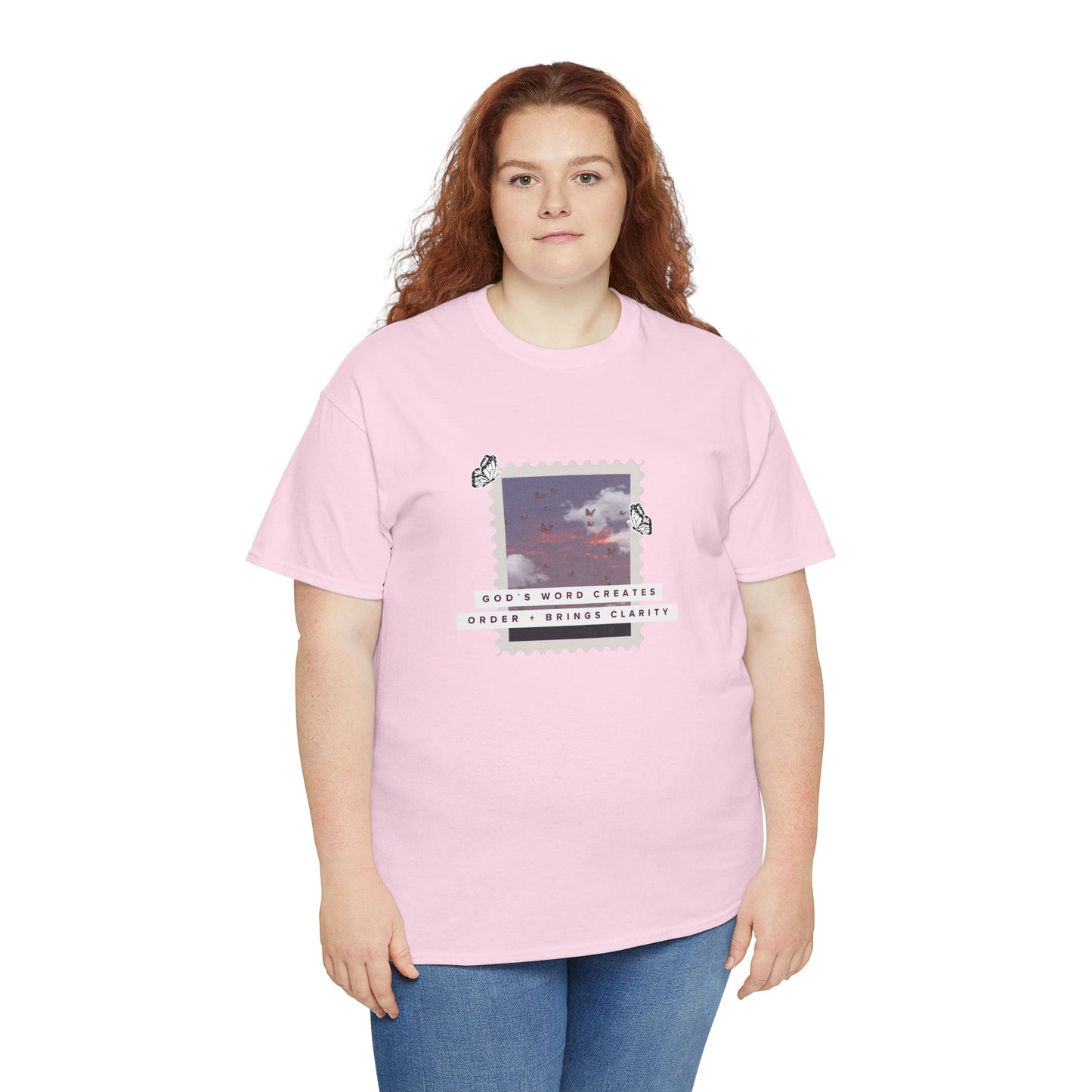 Vintage Cloud Photo Tee — "God's Word Creates, God's Works Display" Graphic T-Shirt