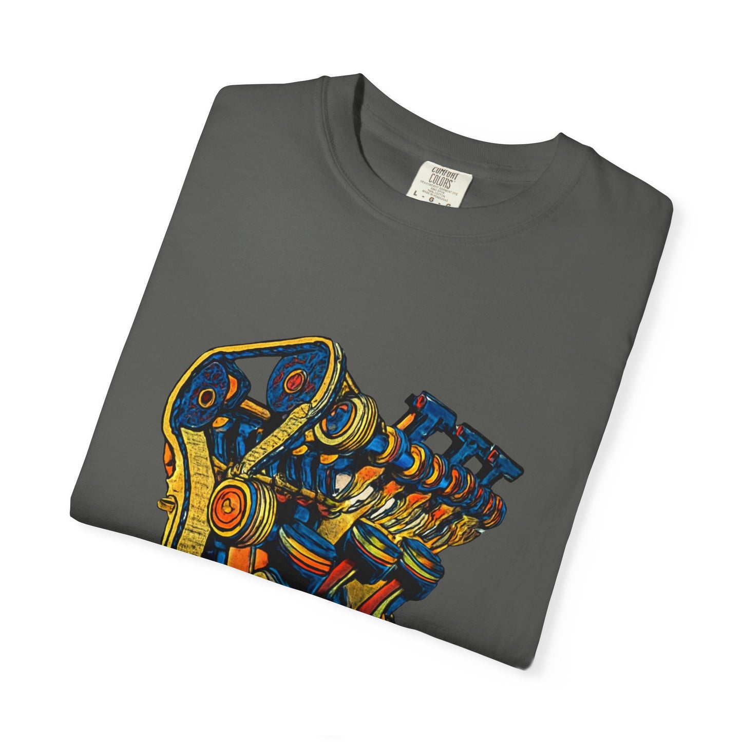 Engine V8 Illustration T-Shirt — Retro Automotive Mechanics Tee