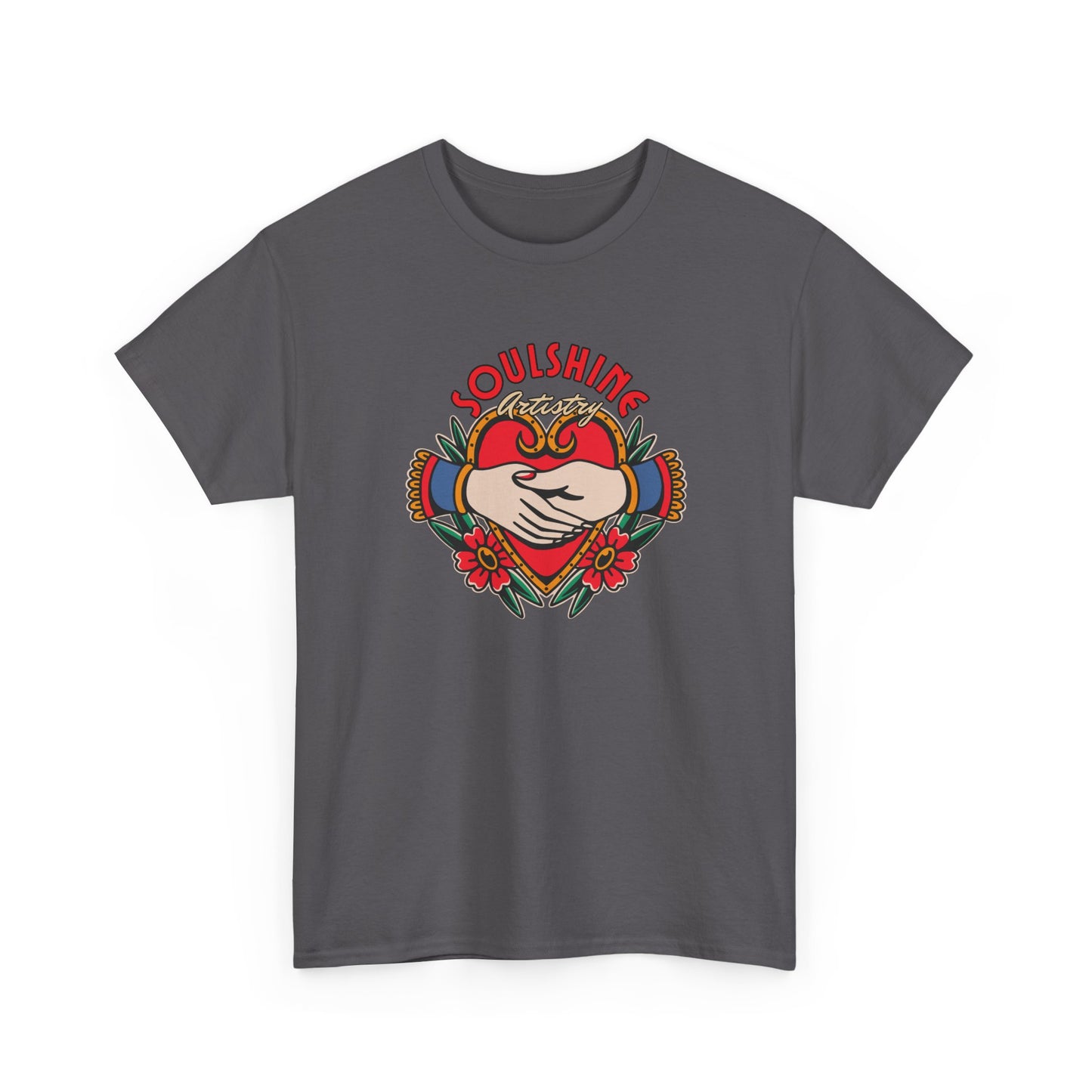 Soulshine Heart Hands T‑Shirt — Retro Floral Love Graphic Tee