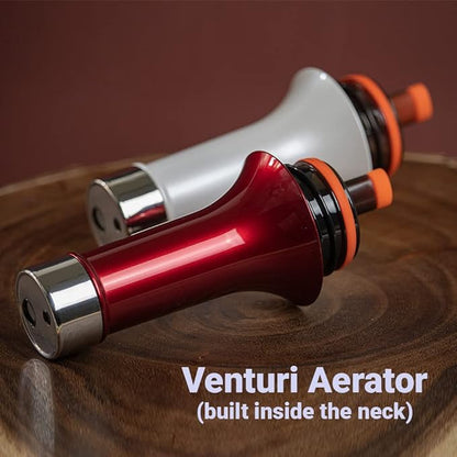 Carivino 750mL Travel Wine Flask with Two Cups, Built in Aerator, Ceramic Lined Vacuum Insulated Wine Bottle Gift (Ayoka Pearl White) Color:Metallic Akoya Pearl