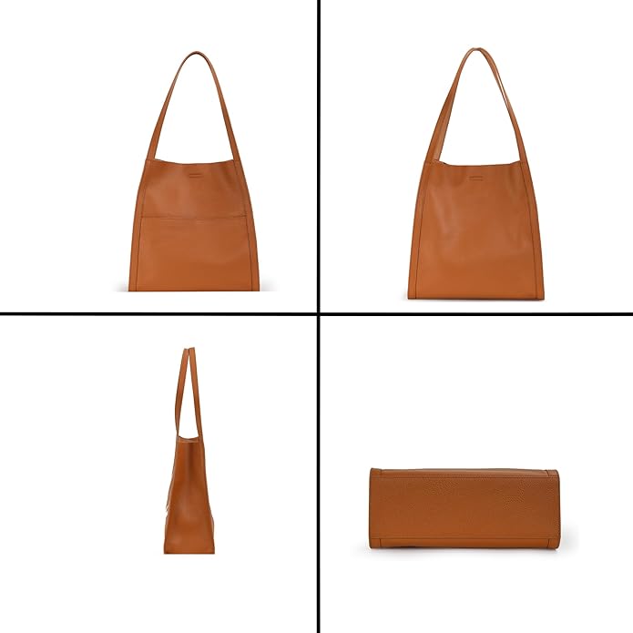 AIDRANI Genuine leather single layer cowhide armband shoulder pure color large capacity soft leather shopping bag