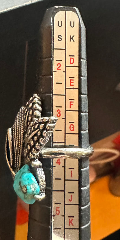 Vintage Boho Statement Ring – Sterling Silver Turquoise Nugget – Southwestern Tribal Design