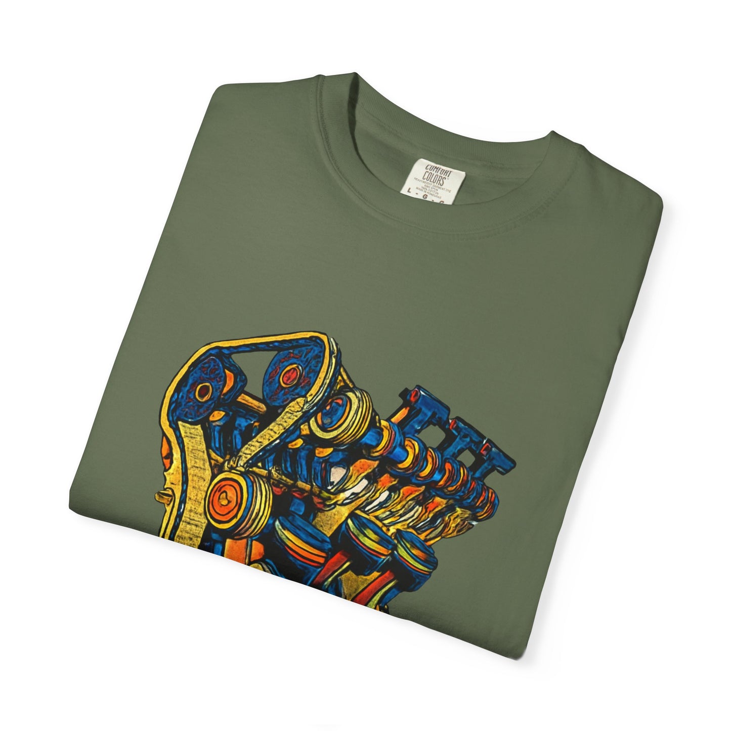 Engine V8 Illustration T-Shirt — Retro Automotive Mechanics Tee