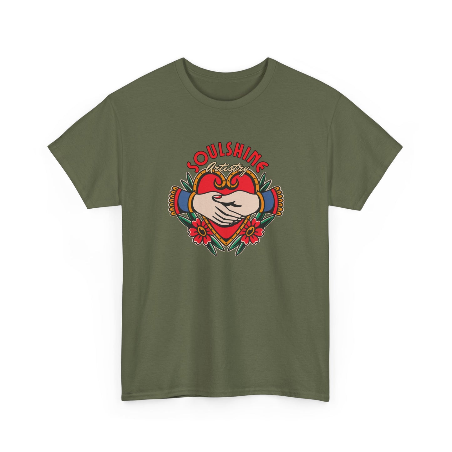 Soulshine Heart Hands T‑Shirt — Retro Floral Love Graphic Tee