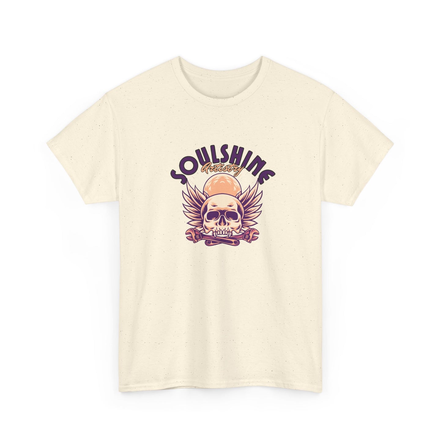 Skull 'Soulshine' Graphic Tee — Retro Winged Skull Sun Design