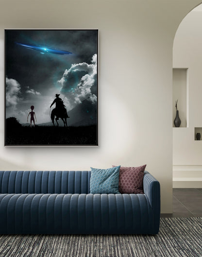"Alien meets Cowboy" Art Print: Modern Wall Decor Dog (Digital Download)
