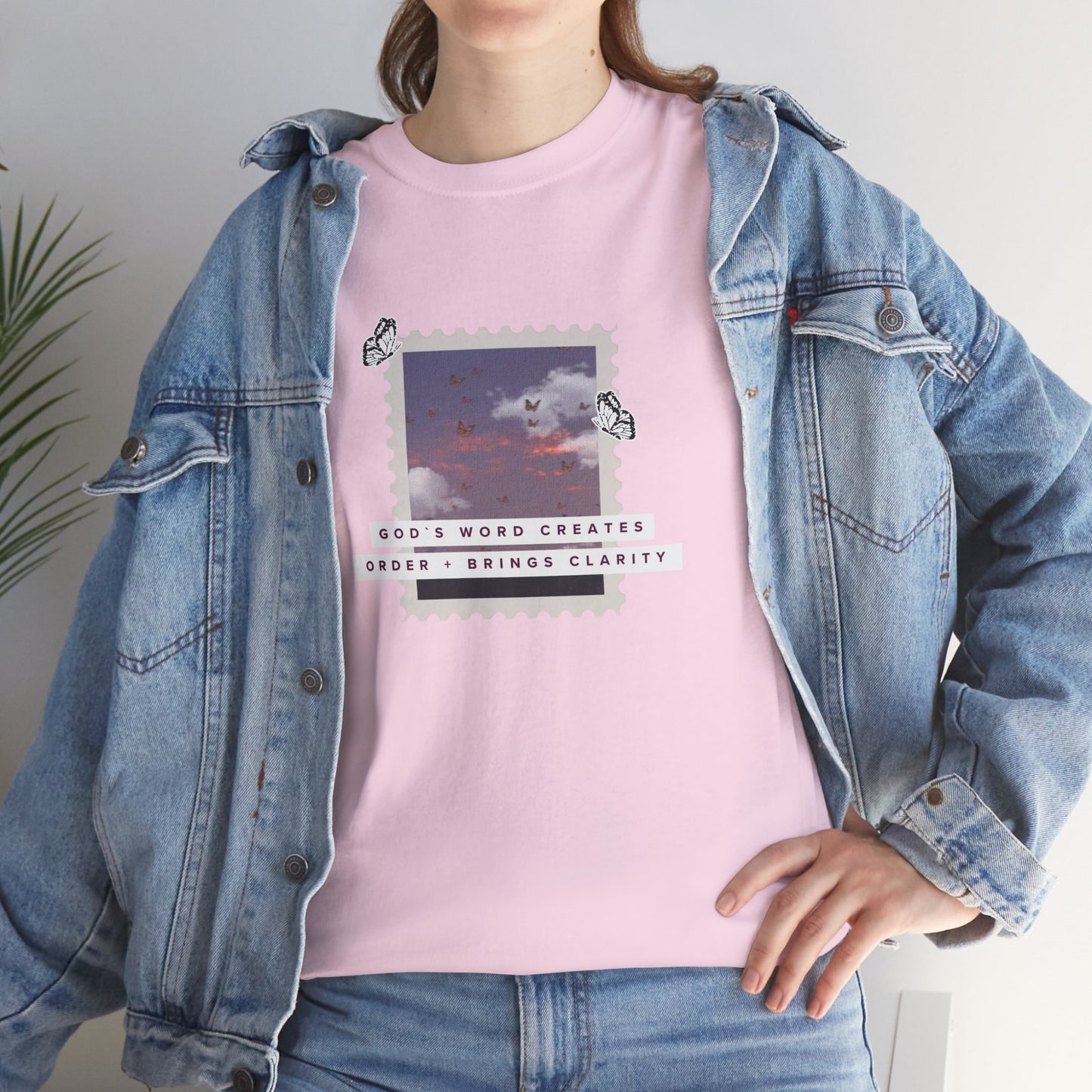 Vintage Cloud Photo Tee — "God's Word Creates, God's Works Display" Graphic T-Shirt