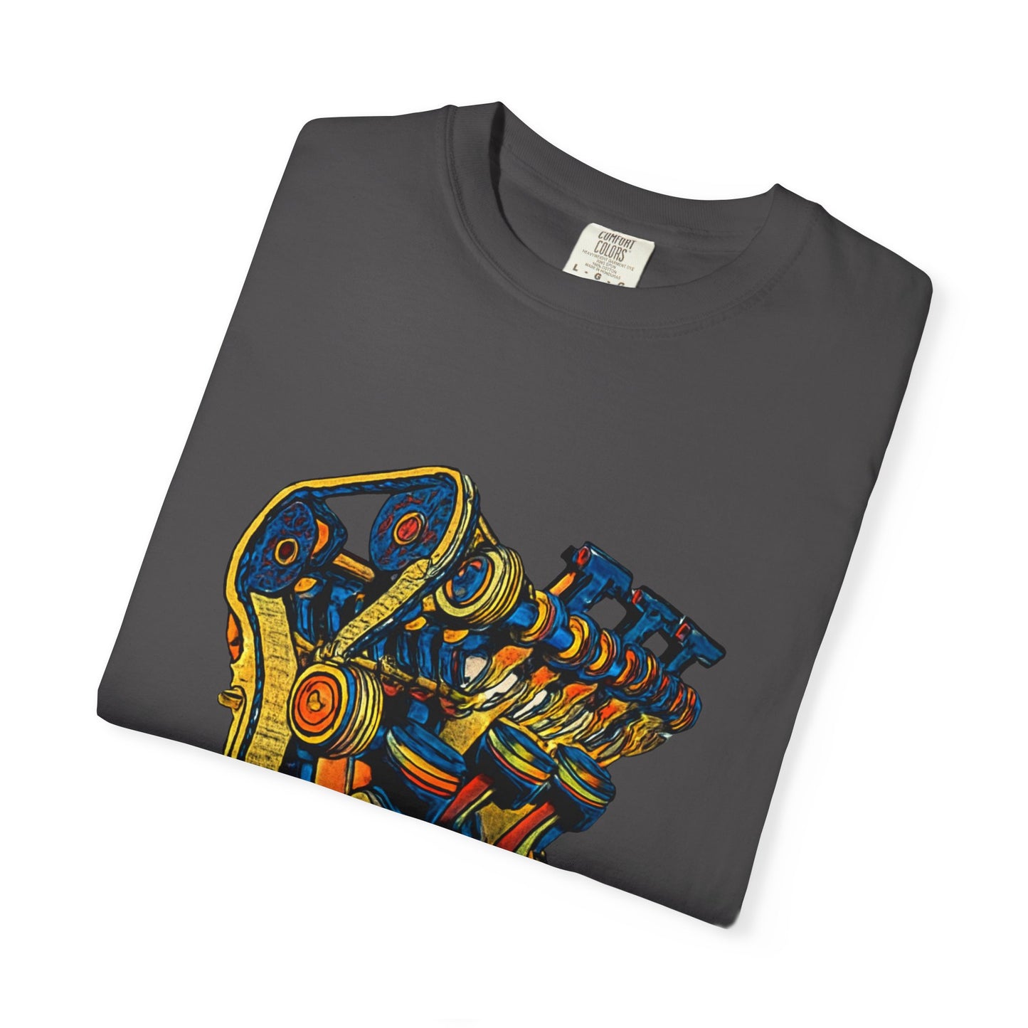 Engine V8 Illustration T-Shirt — Retro Automotive Mechanics Tee