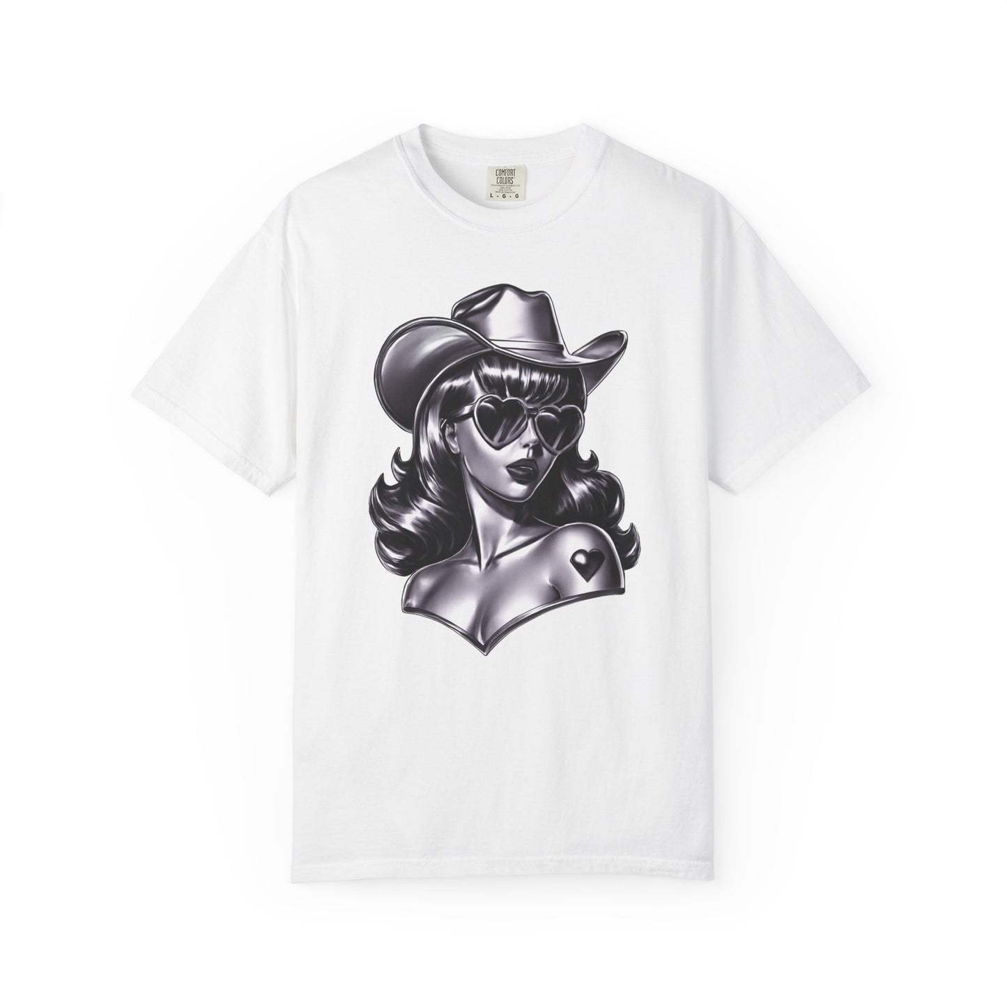 Cowgirl Pinup T-Shirt — Retro Black & White Cowgirl Graphic