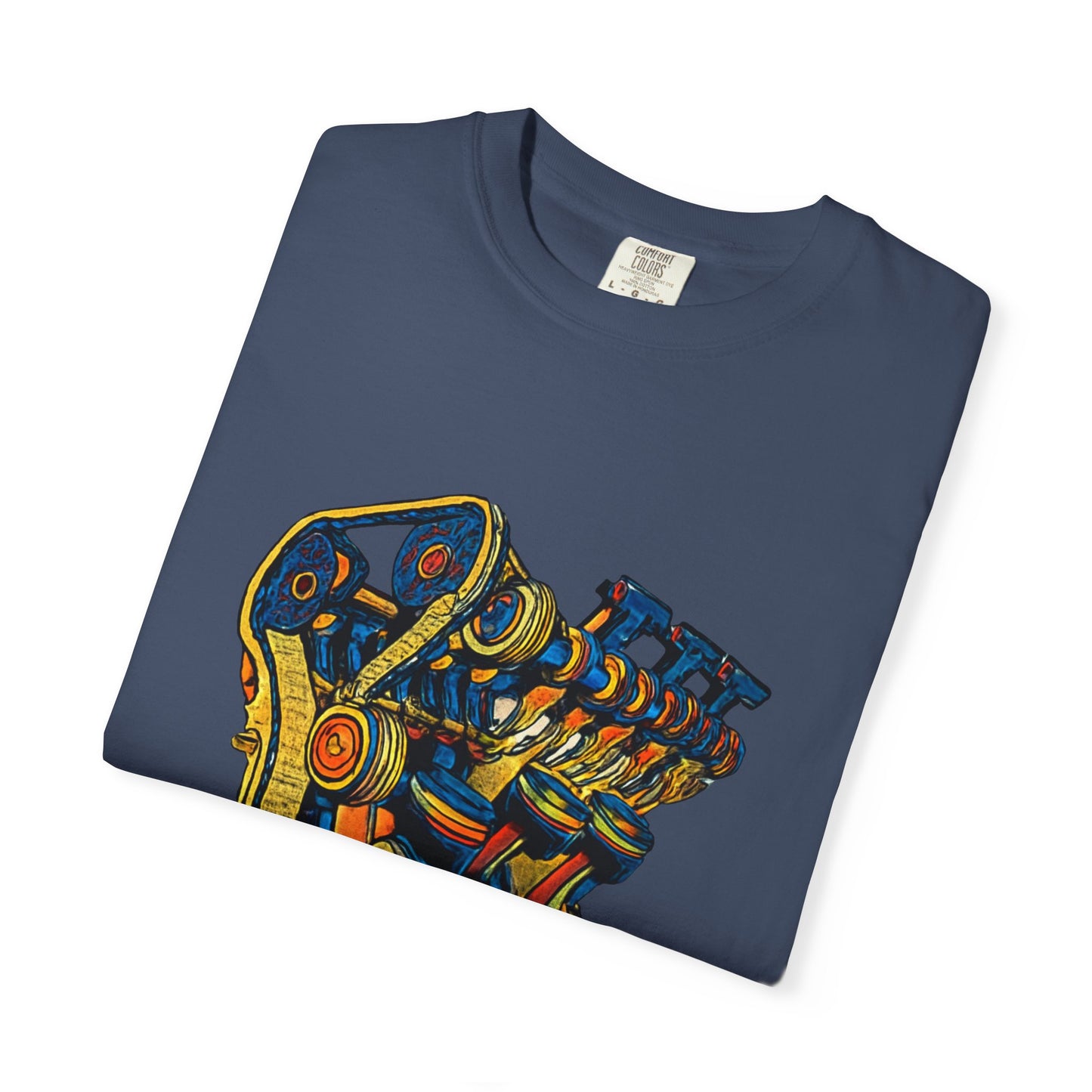 Engine V8 Illustration T-Shirt — Retro Automotive Mechanics Tee