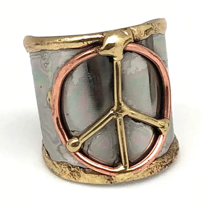 Mixed Metal PEACE Cuff Ring