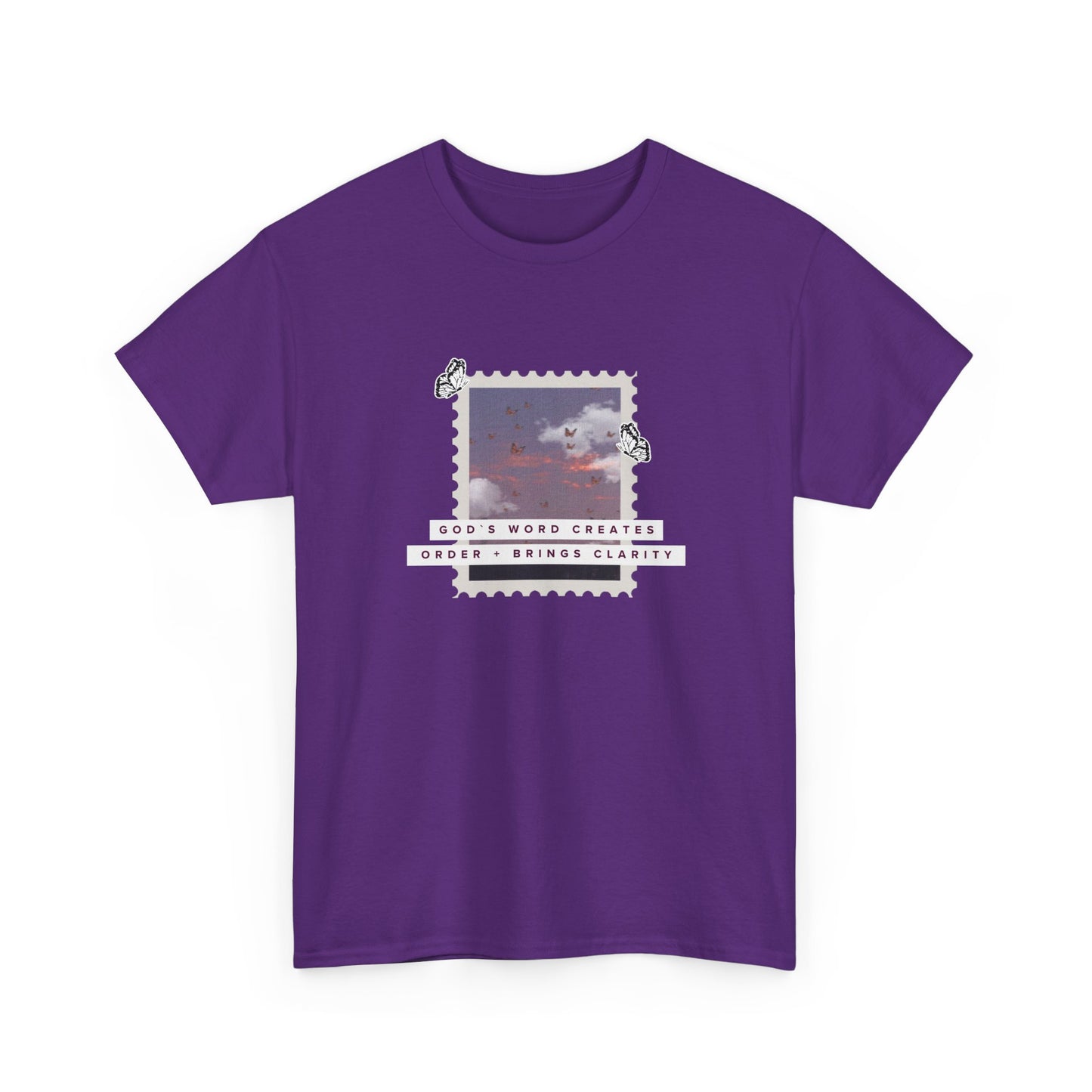 Vintage Cloud Photo Tee — "God's Word Creates, God's Works Display" Graphic T-Shirt