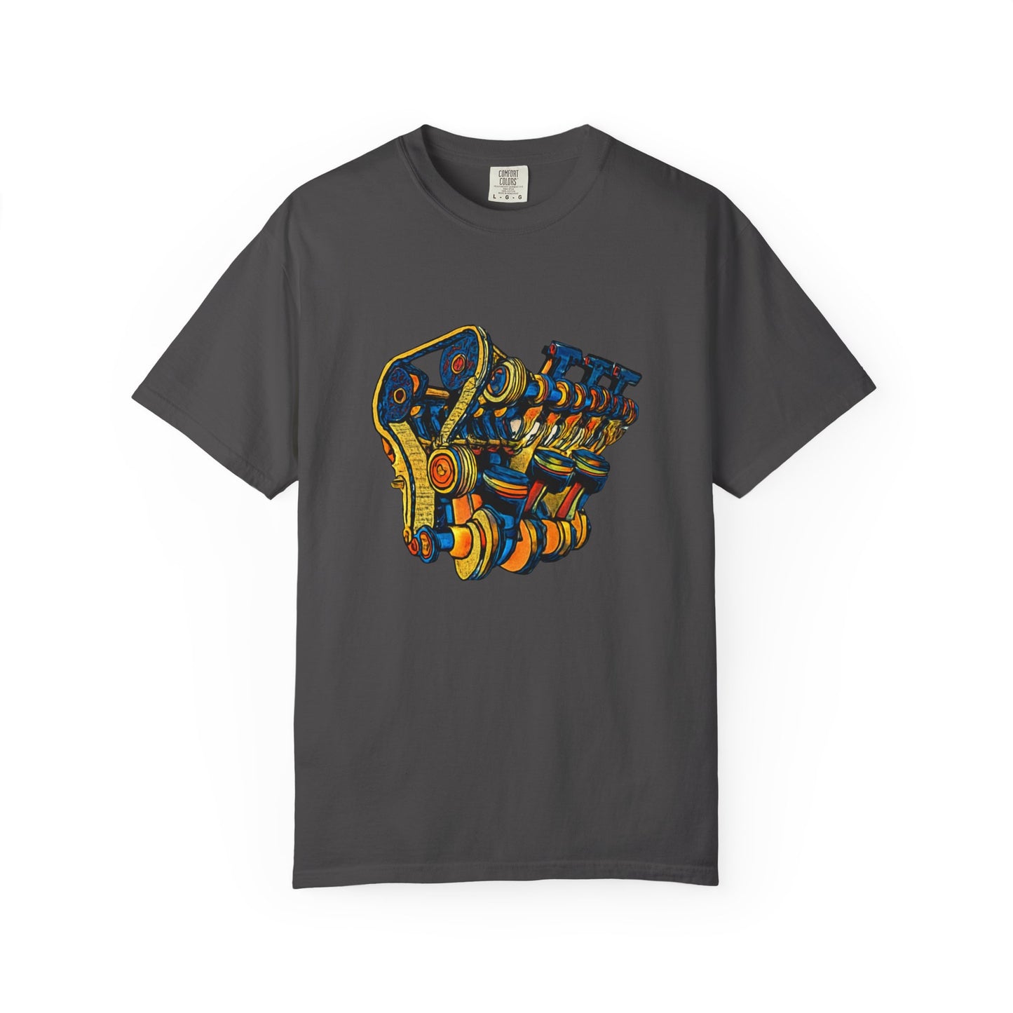 Engine V8 Illustration T-Shirt — Retro Automotive Mechanics Tee