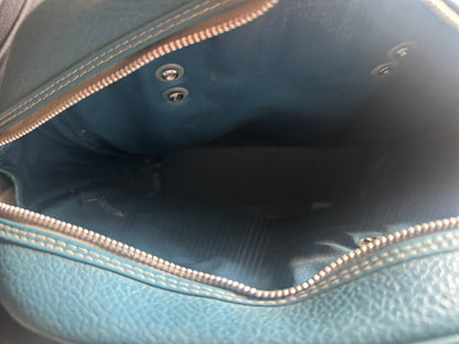 Vintage Teal Pebbled Travel Bag – Bowling Bag Style Carryall