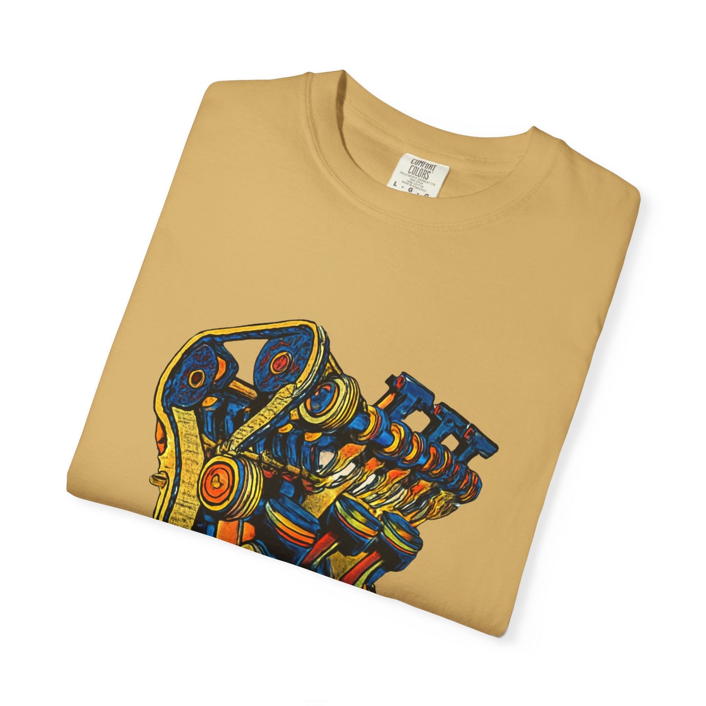 Engine V8 Illustration T-Shirt — Retro Automotive Mechanics Tee