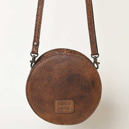American Darling Canteen Bag Hand Tooled Hair on Genuine Leather Western