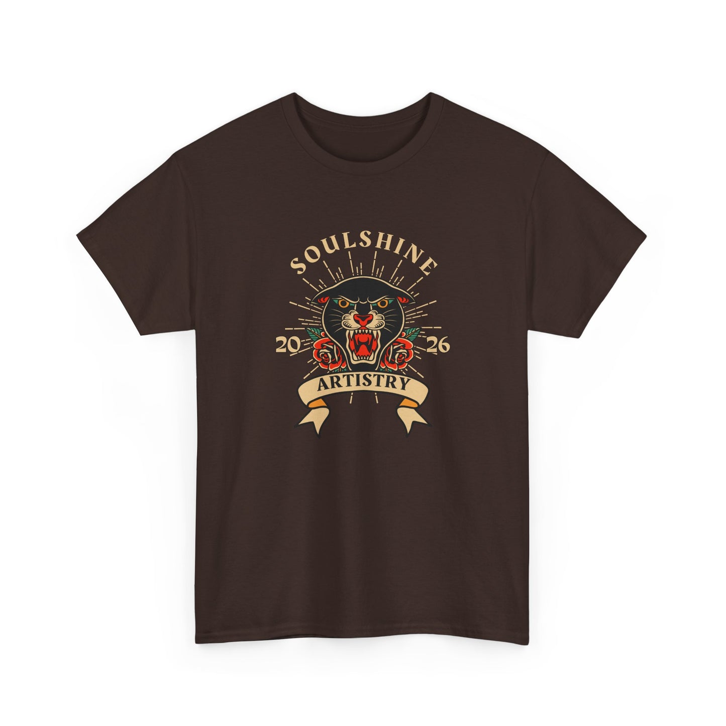 Soulshine Artistry Panther Tee — Vintage Tattoo Style "Soulshine" Graphic T-Shirt
