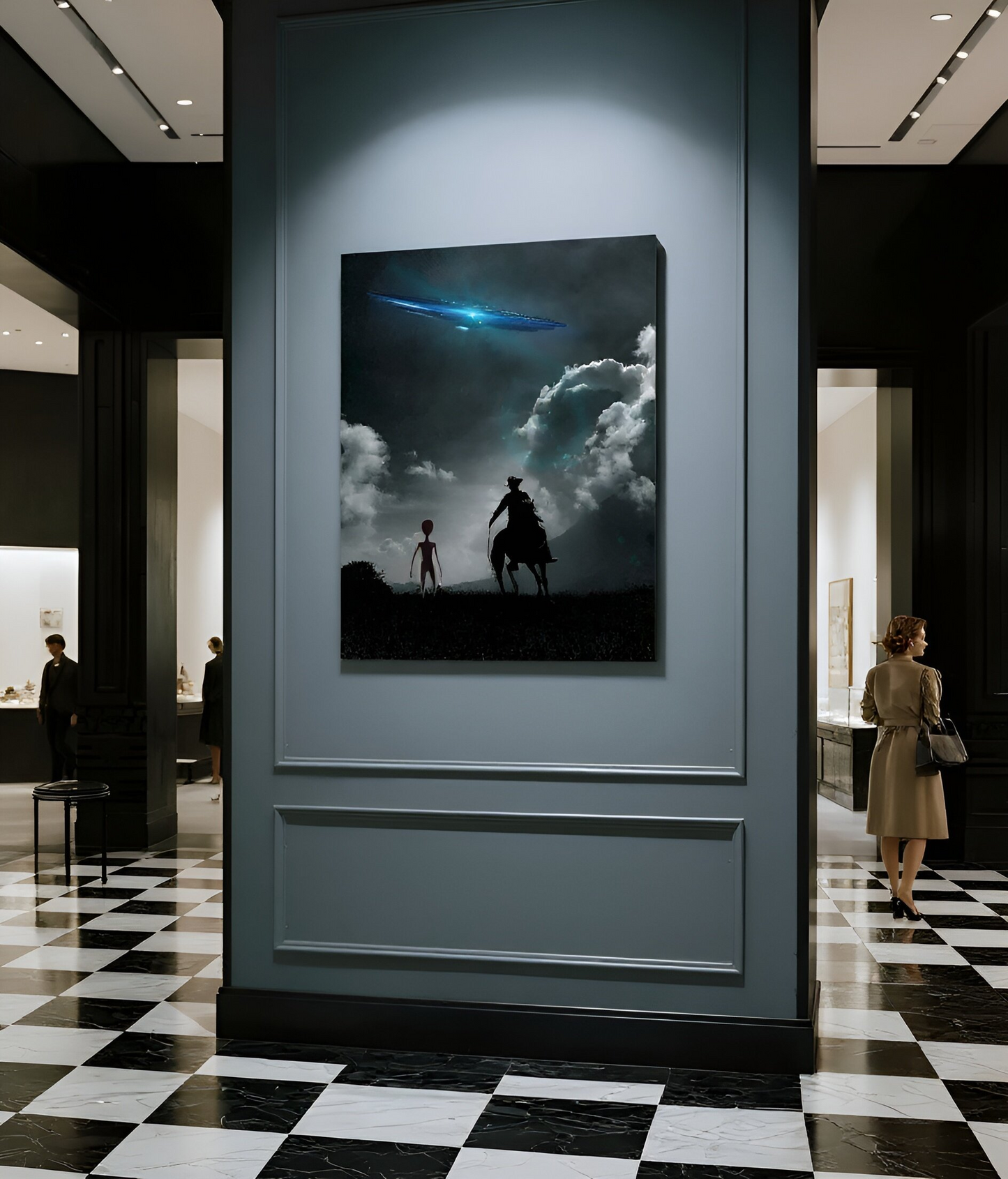 "Alien meets Cowboy" Art Print: Modern Wall Decor Dog (Digital Download)