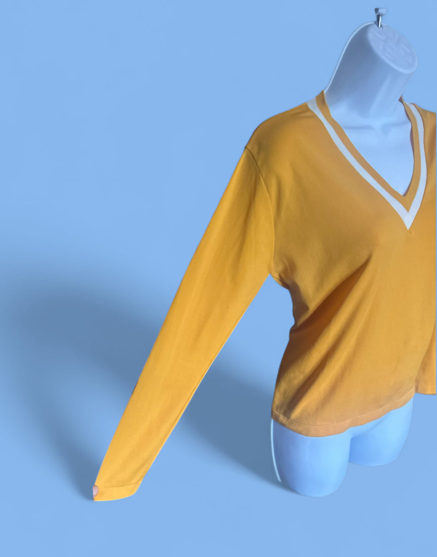 Rare Vintage 70s Golden Yellow Double Knit Stretch Top
