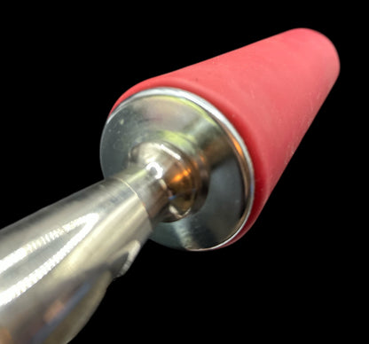 Vintage Metal & Red Rubber Rolling Pin – Mid-Century Kitchen Tool