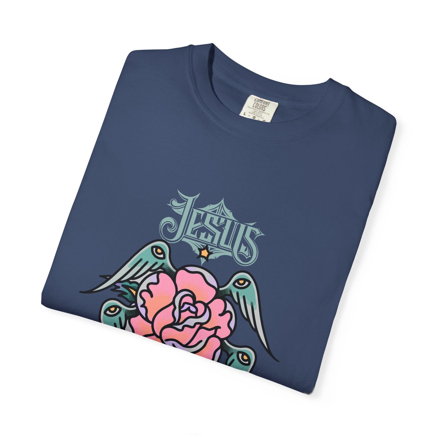 Rose & Wings Graphic T-Shirt — "Love" Vintage Tattoo Style
