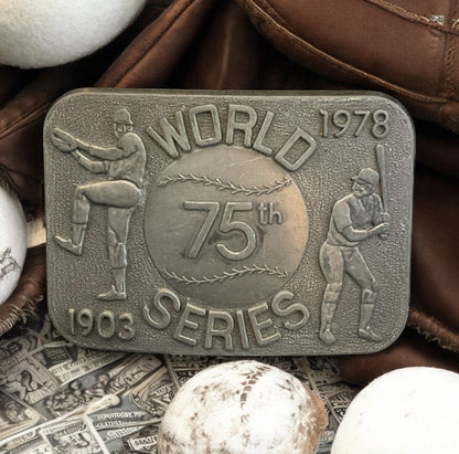 Vintage 1978 World Series 75th Anniversary Belt Buckle – Baseball Commemorative, 1903–1978
