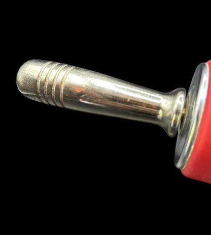 Vintage Metal & Red Rubber Rolling Pin – Mid-Century Kitchen Tool