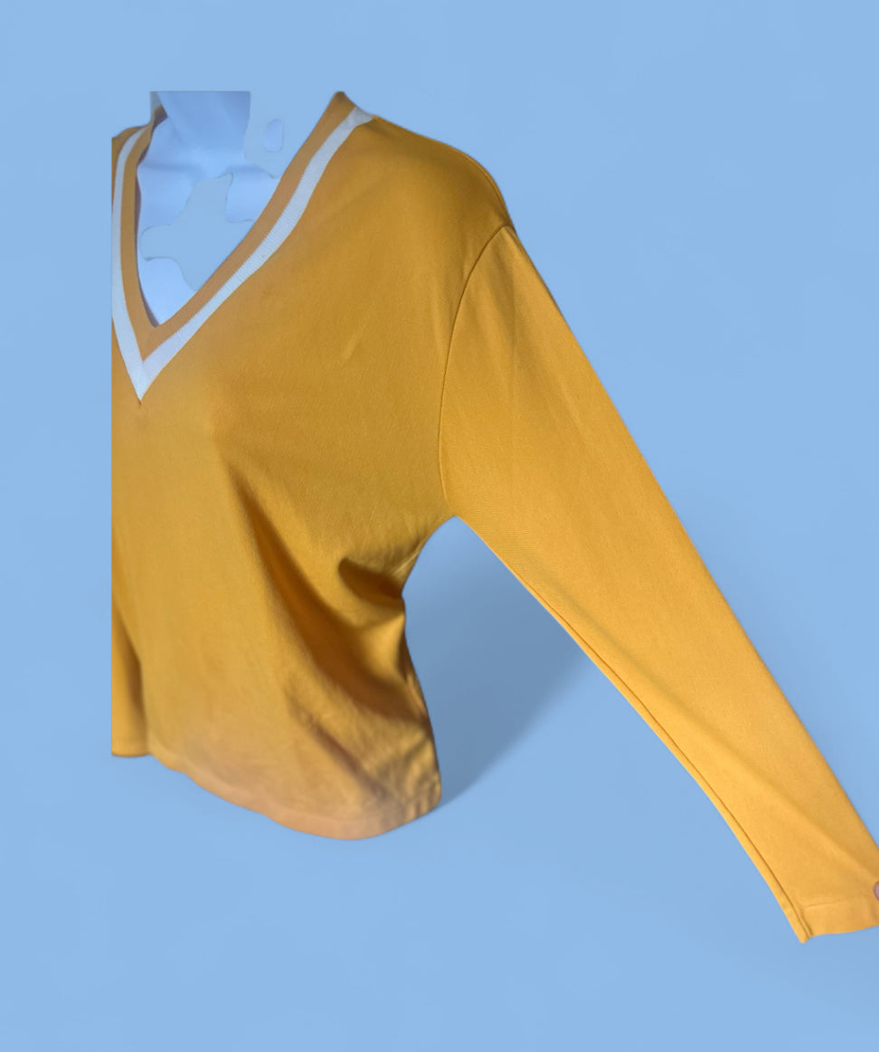 Rare Vintage 70s Golden Yellow Double Knit Stretch Top