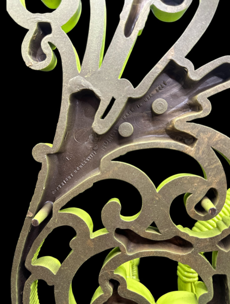 Vintage 1978 Homco Wall Sconces – Ornate Pair, Lime Green Refinished