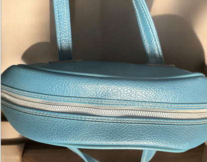 Vintage Teal Pebbled Travel Bag – Bowling Bag Style Carryall