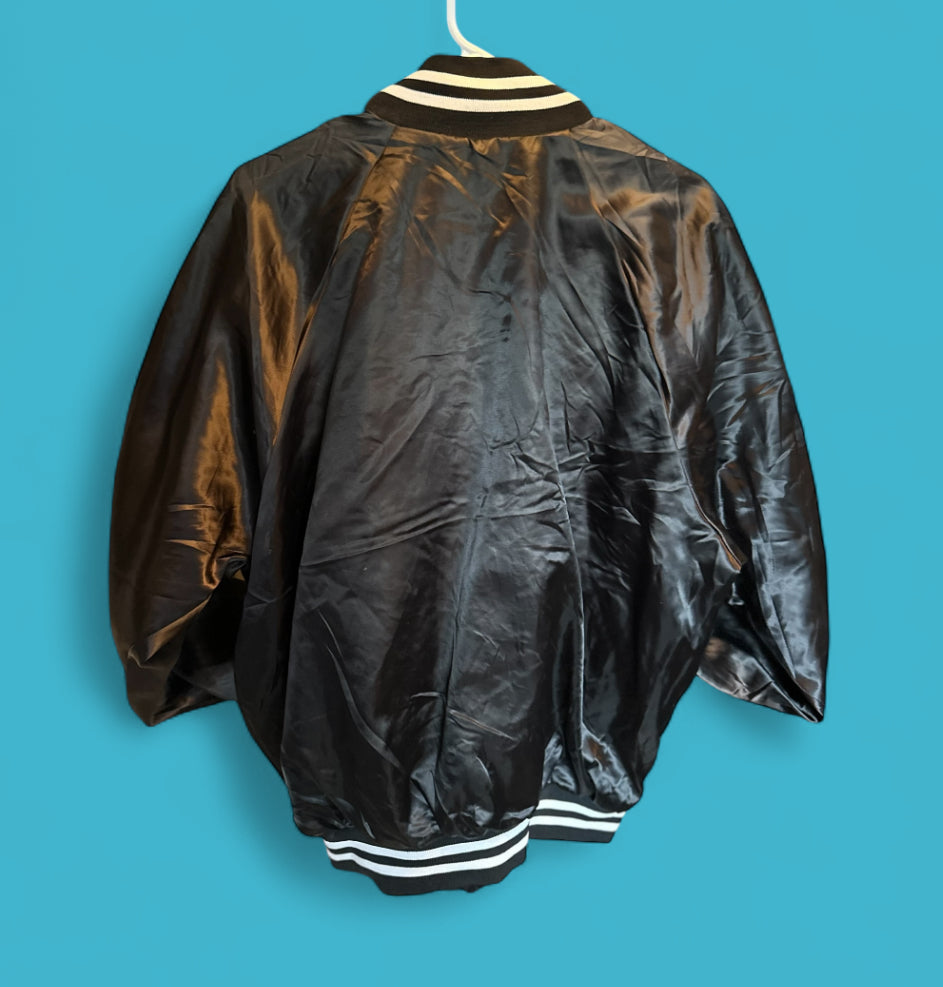 Vintage 1980s Auburn Sportswear Black Satin Coach Jacket (Made in USA) – XL