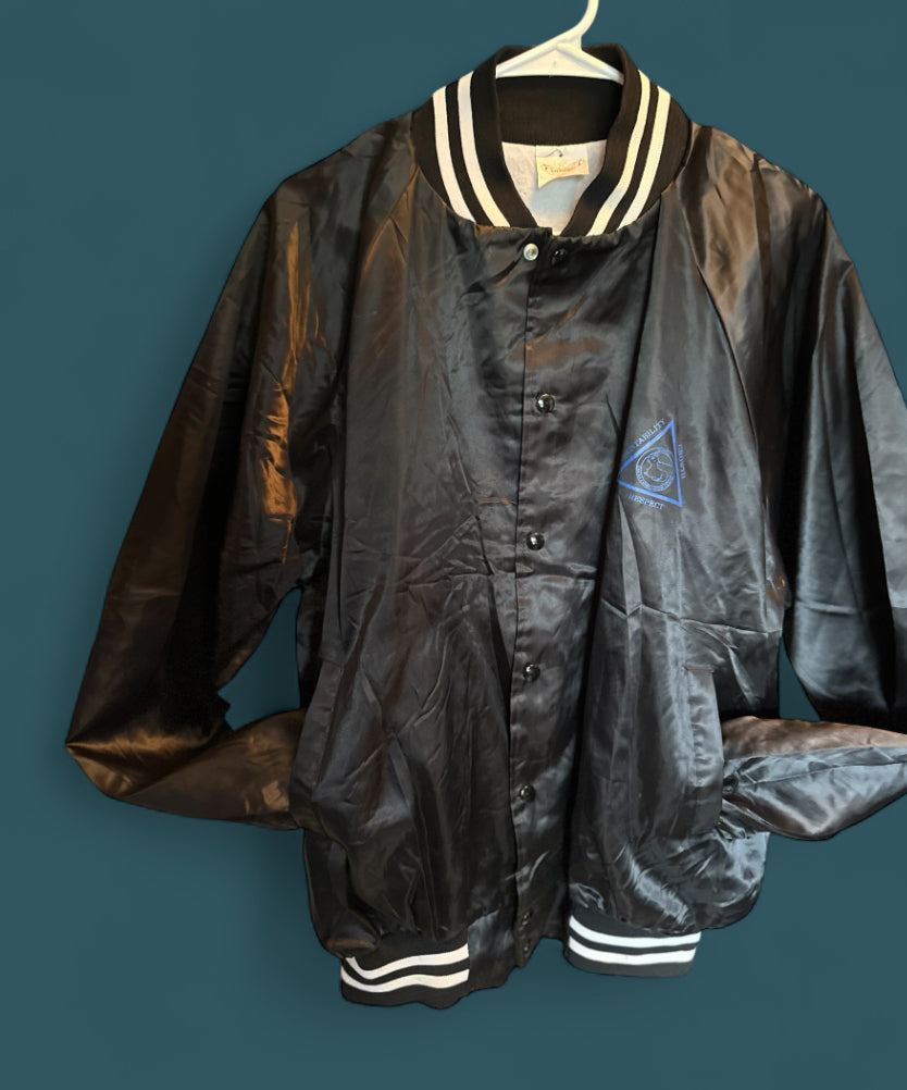 Vintage 1980s Auburn Sportswear Black Satin Coach Jacket (Made in USA) – XL