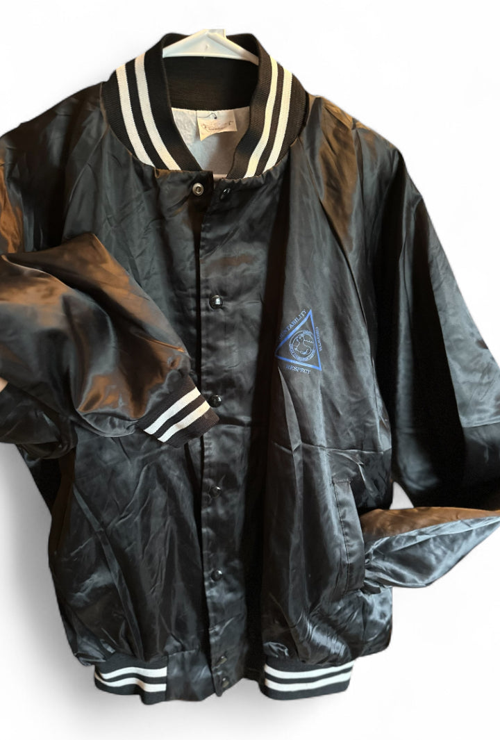 Vintage 1980s Auburn Sportswear Black Satin Coach Jacket (Made in USA) – XL