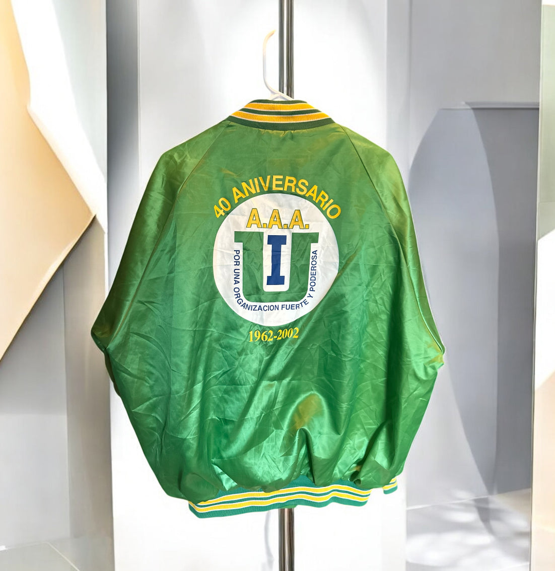 Vintage 1980s Westark USA Green Satin Coach Jacket – 40th Anniversary A.A.A. (Made in USA, XL)