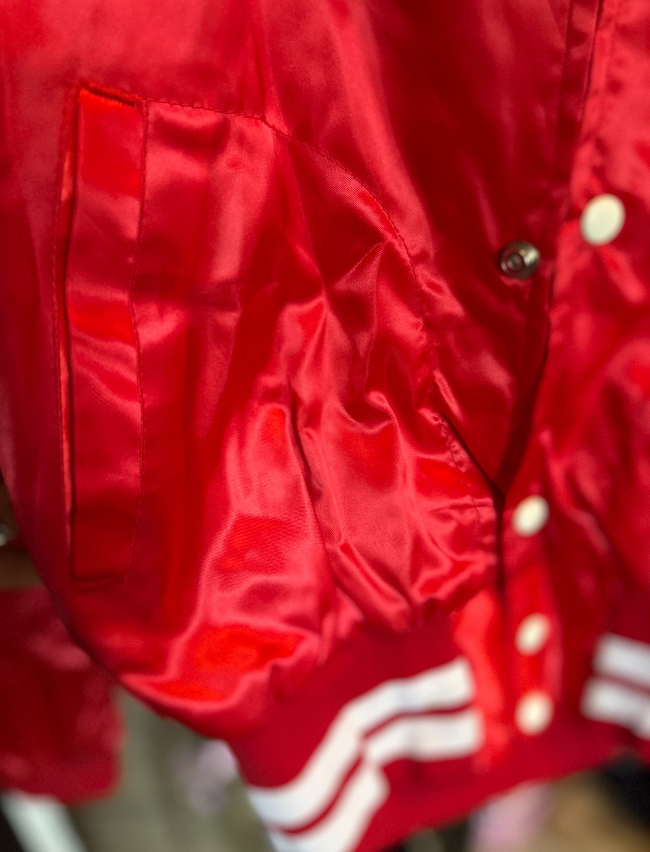 Vintage Empire Sporting Goods Red Satin Varsity Jacket – “Erin” Embroidered (Union Made, Small)