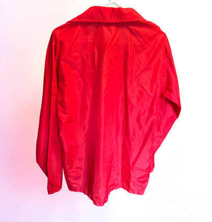 Vintage Red “Center Leader” Nylon Coach Jacket – 1980s Classic Windbreaker