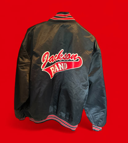 Vintage Birdie “Jackson Band” Satin Varsity Jacket – 1980s Made in USA (XL)