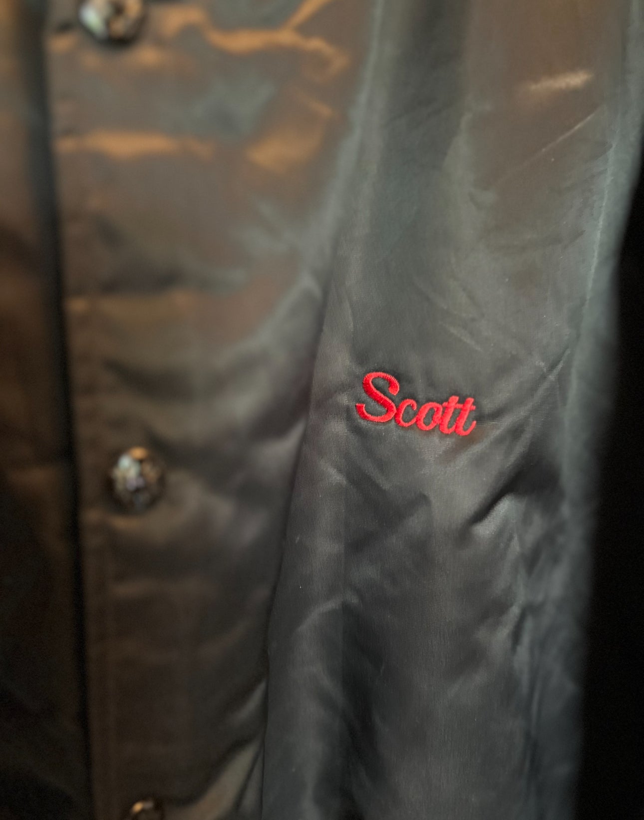 Vintage Birdie “Jackson Band” Satin Varsity Jacket – 1980s Made in USA (XL)