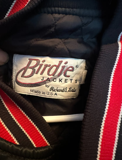 Vintage Birdie “Jackson Band” Satin Varsity Jacket – 1980s Made in USA (XL)