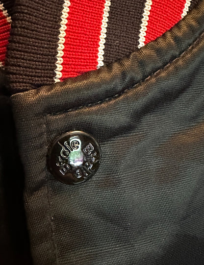 Vintage Birdie “Jackson Band” Satin Varsity Jacket – 1980s Made in USA (XL)