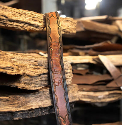 Vintage Hand-Tooled Leather Belt “Doug” – Western Tooled Design (50”)